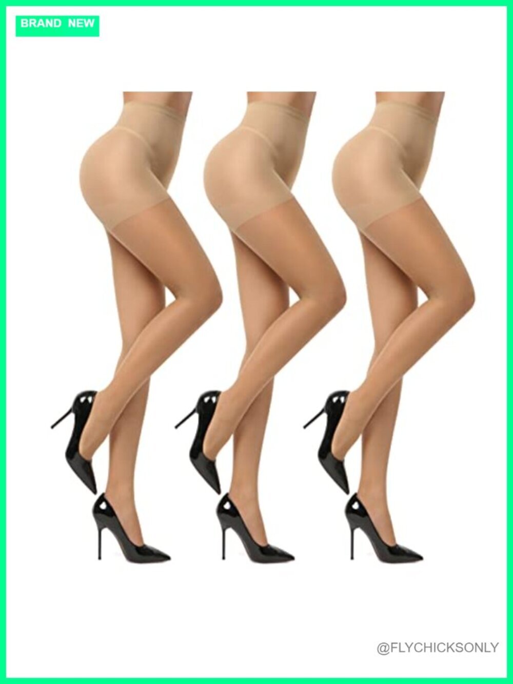 3 Pairs Sheer Pantyhose 20D High Waist Control Top Hosiery